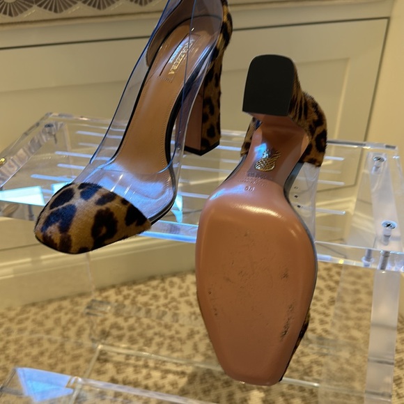 AQUAZZURA Firenze Leopard peek-a-boo pumps. Size 38 (7 US) - Picture 5 of 7